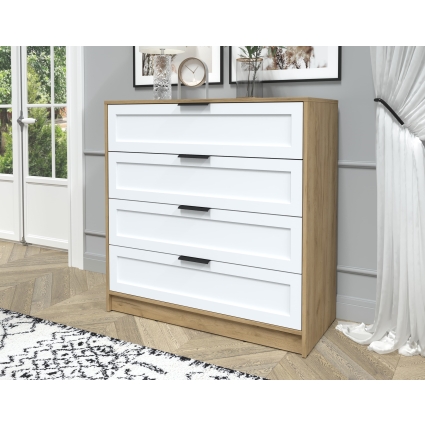 Kомод Тренд КТ-К100 (Дуб золотой ЛДСП/ Белый ЛМДФ) Ш1000 В1020 Г451